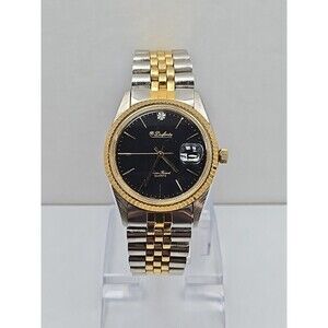 Dufonte Lucien Piccard Two Tone Quartz Watch Date Fluted Bezel Mens New Battery